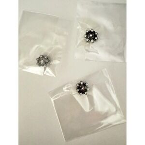 Set of 3 Rhinestone Hair Charms – Mini Elastic Crystal Flower Ties Y2K 90s